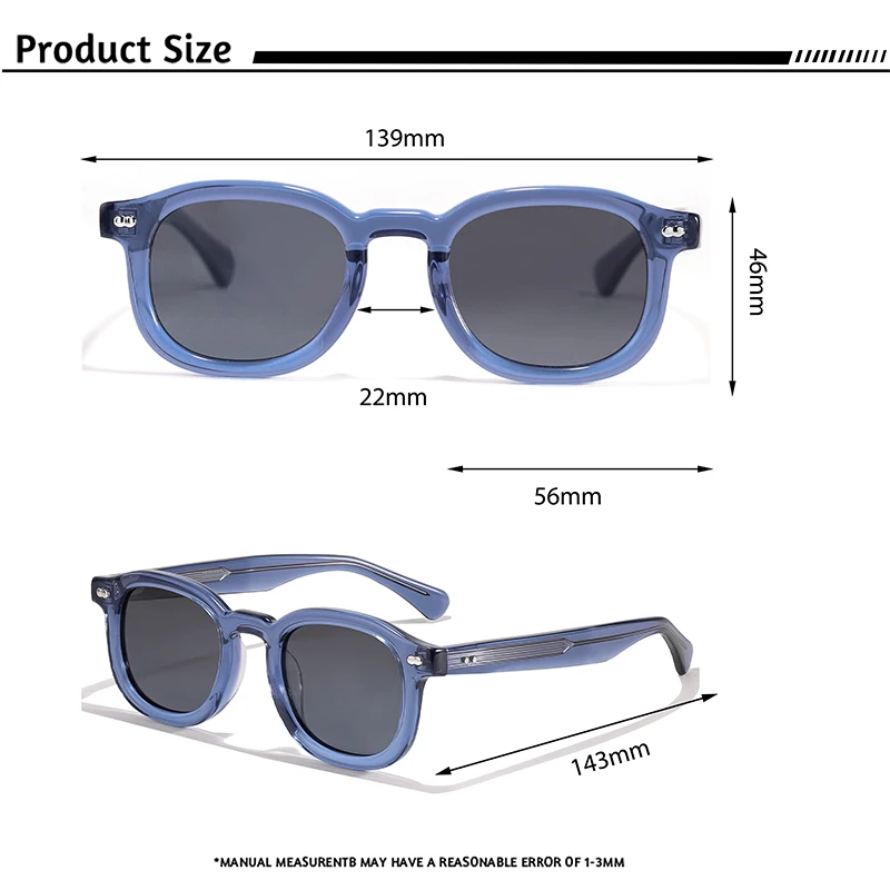 CATERSIDE Retro Runde Herren-Sonnenbrille mit kleinem Rahmen, hochwertige Sonnenbrille mit Acetat-Rahmen, für Damen, Partys, Reisen, Outdoor-Brille – Detail 2