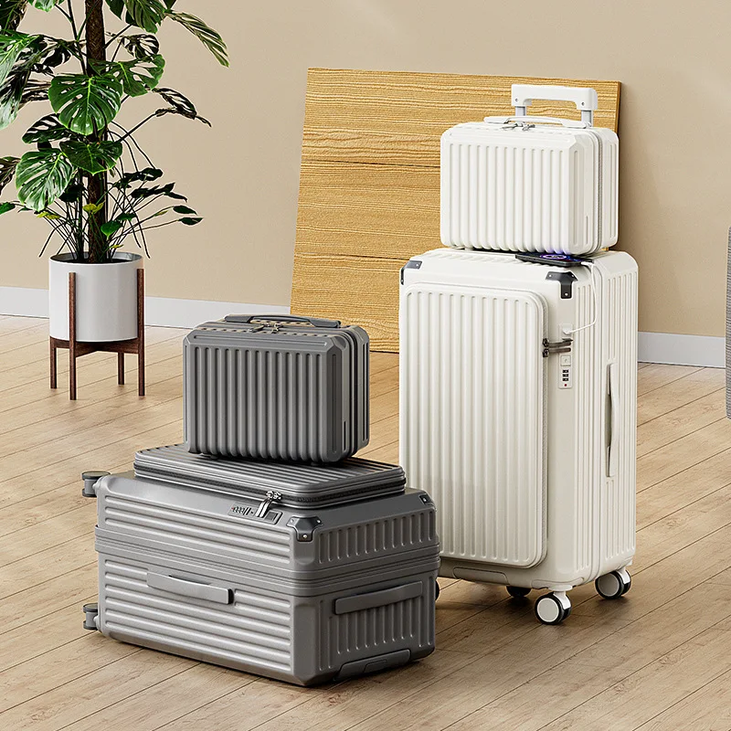 Bunnyfly Expandable Front Opening Luggage Set 2 Pieces Large Capacity 20/24/28 Inch Business Travel Trolley Case with Storage
