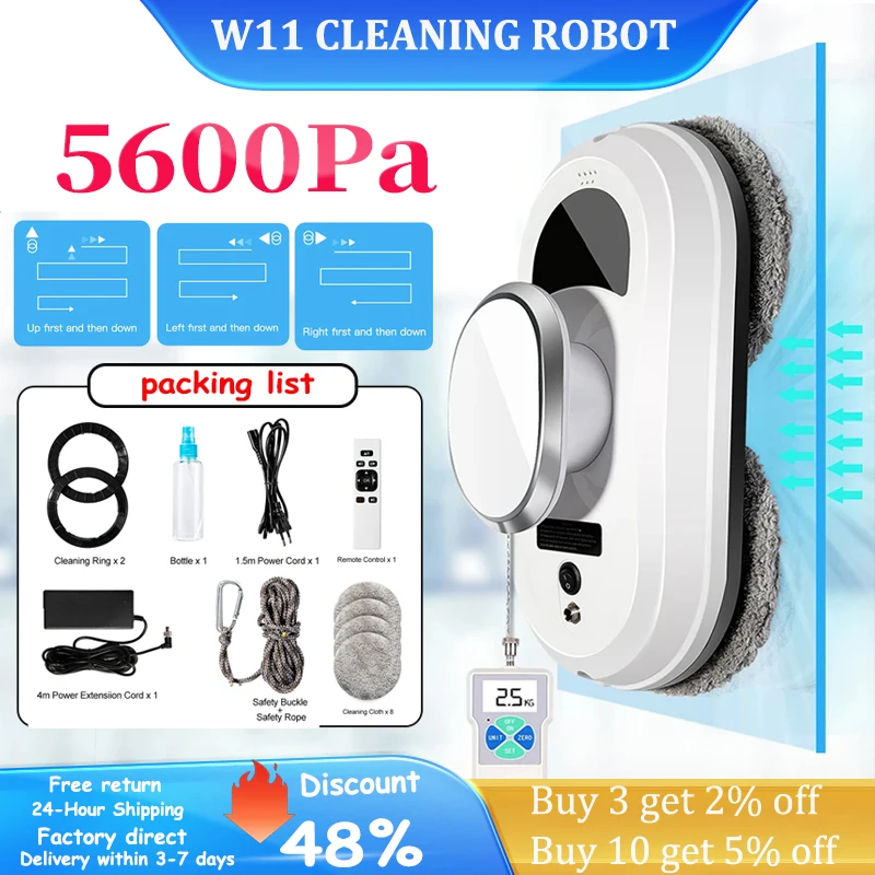 W11 Window Cleaning Machine Intelligent Window Cleaning Robot Automatic Electric Remote Control Glass Cleaning Robot