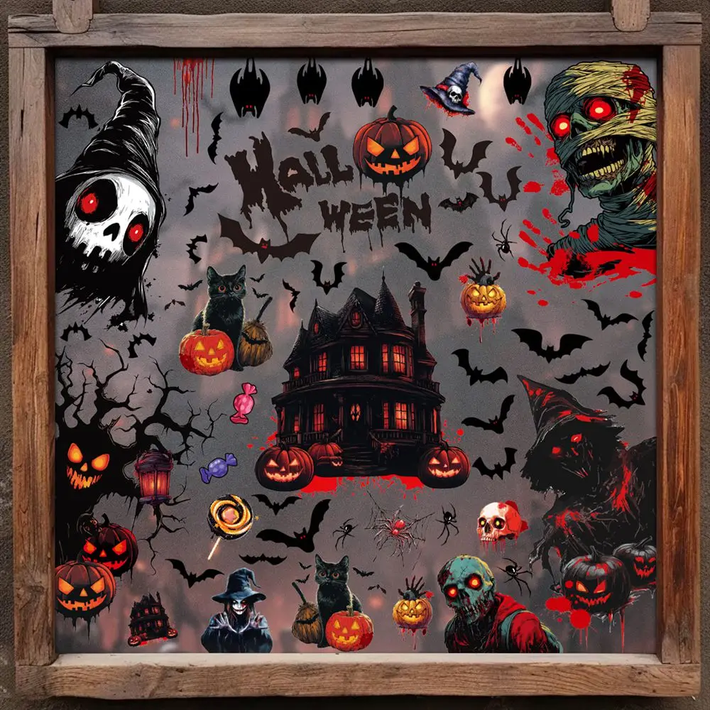 Halloween Decoration Window Stickers ghost  Sticker Monster pumpkin Decoration Glass Door Decals Stickers