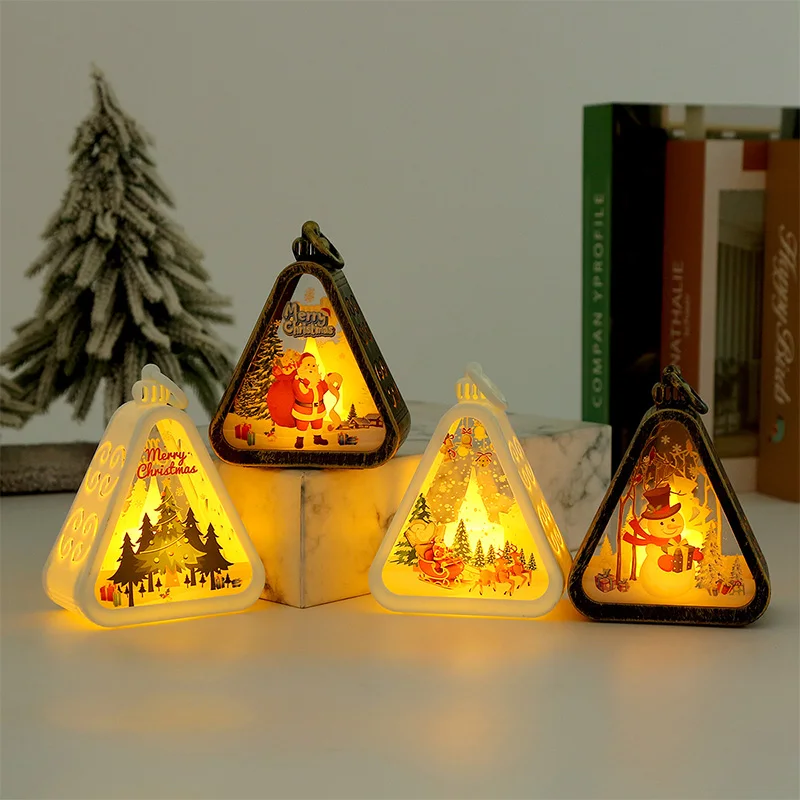 Christmas Light Lanterns Xmas Decorative Lantern Christmas Decorations 2025 New Year Lighting Lamp Desktop Ornament Home Decor