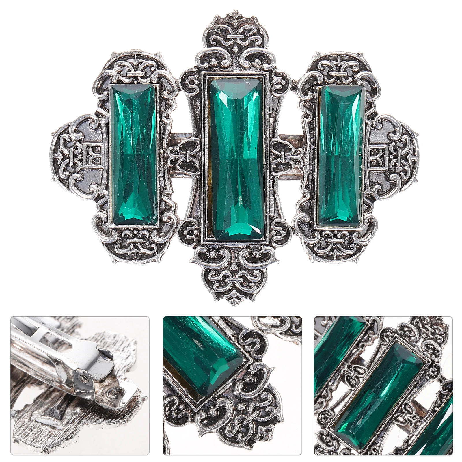 

1Pcs Sparkling Hair Clip Alloy Buckle Ponytail Clips Silver Green Hair Decoration Daily Party Chic Fashion