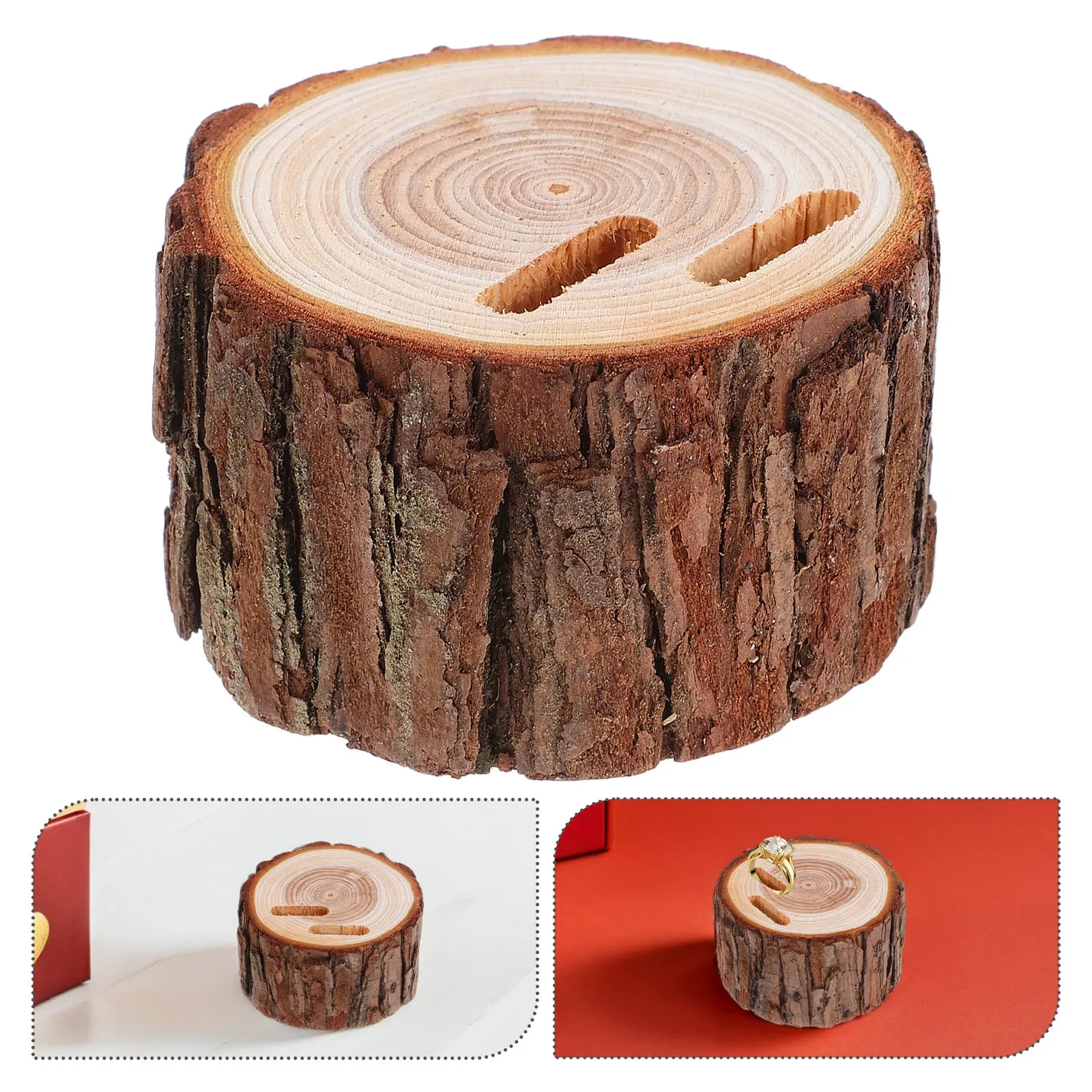Rustic Wood Wedding Ring Bearer Box Vintage Jewelry Holder Double Ring Display Bridal Ceremony Proposal Keepsake