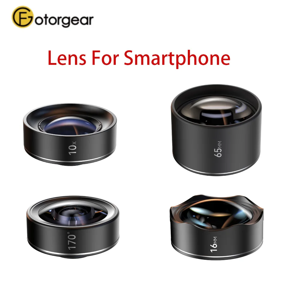 Vectorgear Fotorgear 10x Macro 65mm Portrait 170° Fisheye 16mm Ultra-Wide Angle Lens For Smartphone Cell phone