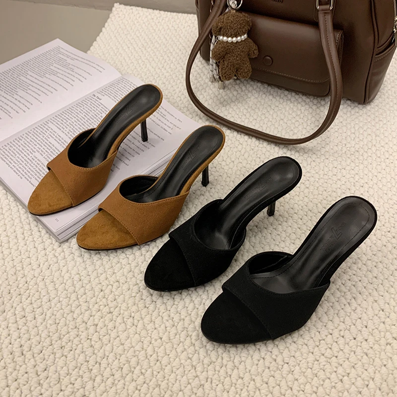 

Women's light luxury shoes, super slimming, thin heel, summer outdoor wear, pointed toe, one-strap, high heel, fairy sandals2025