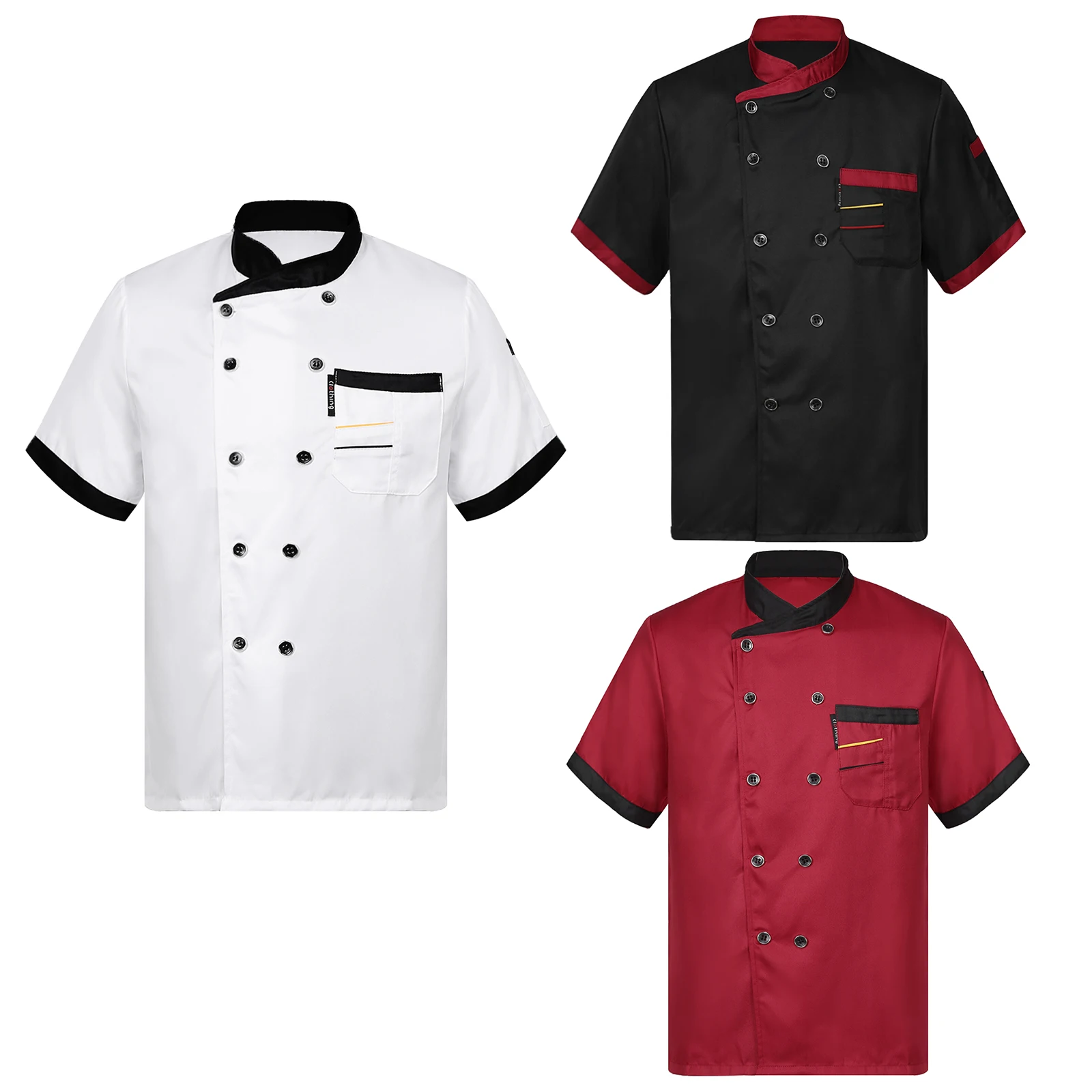 Mens Chef Jacket Restaurant Kitchen Uniform Workwear Unisex Chef Jacket Hotel Kitchen Cooking Clothes Catering Chef Shirt