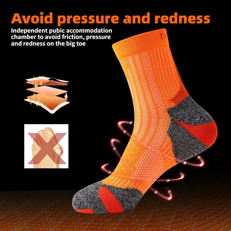 Unisex Running Socks Shock Absorbing Non-slip Breathable X-type Ankle Protection Sports Socks for Gym Hiking Cycling Marathon