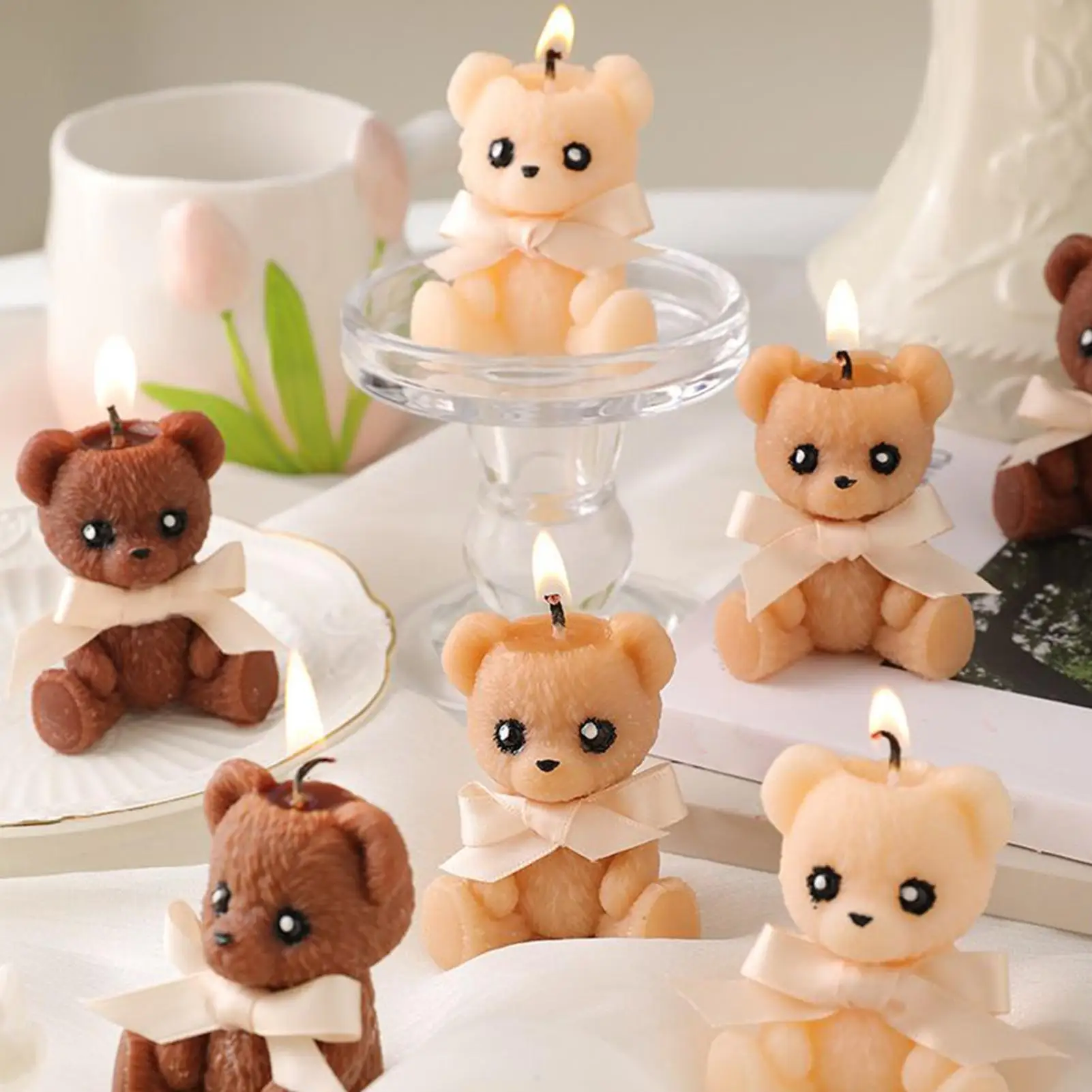 Bear Shaped Candle Scented Aesthetic Cute Decorative Soy Wax Candle for Memorial Desk Decor Living Room Party Favors Gift image 5