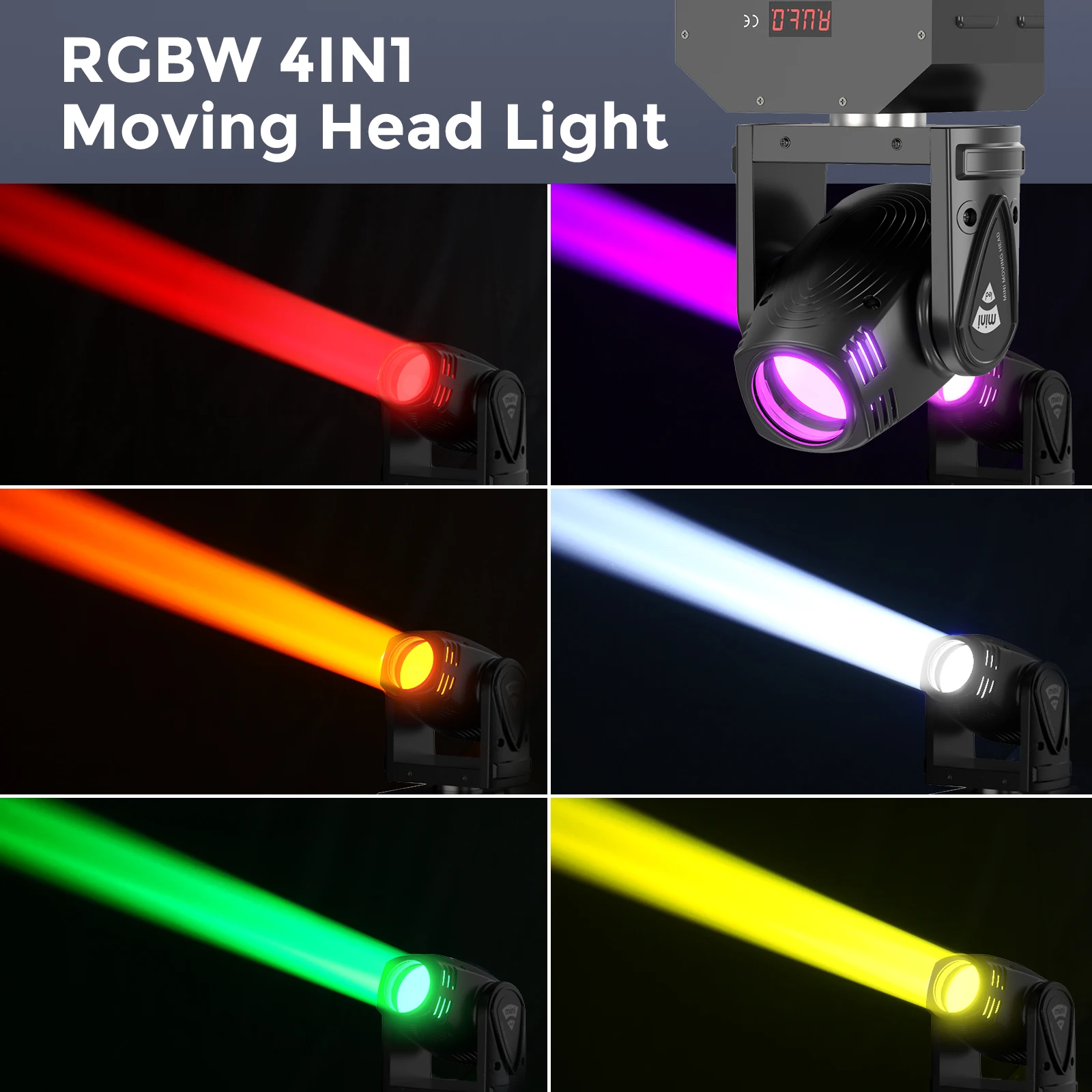 U'King 100W Beam Moving Head Light Mini RGBW 4IN1 LED Beam Stage Light DMX512 Sound Activated Effect for DJ Bar KTV Disco Party
