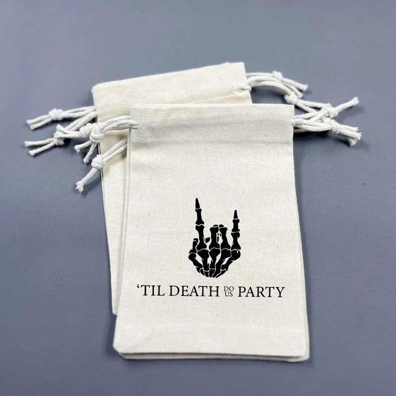 

5pcs Til Death Do Us Party Drawstring Bag Gothic Bachelorette Party Spooky Hangover Recovery Kit Bags Halloween Wedding Decorate