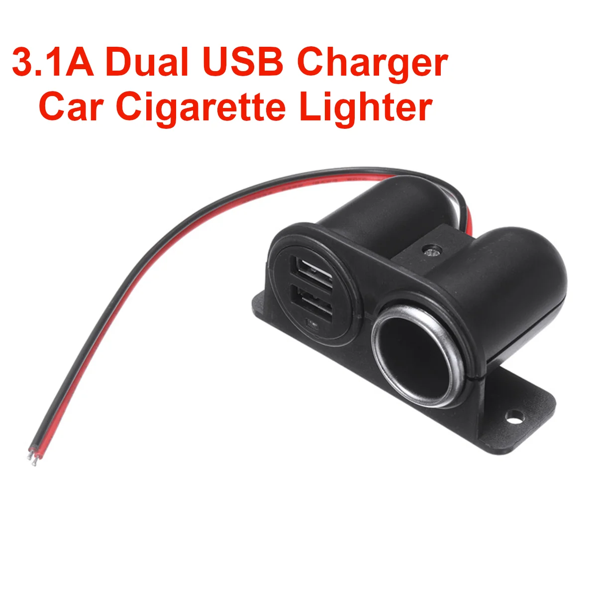 12-24V Car Cigarette Lighter Socket 2 In 1 Splitter Power Adapter 3.1A Dual USB Charger for Auto Truck ATV Boat Car RV Bus