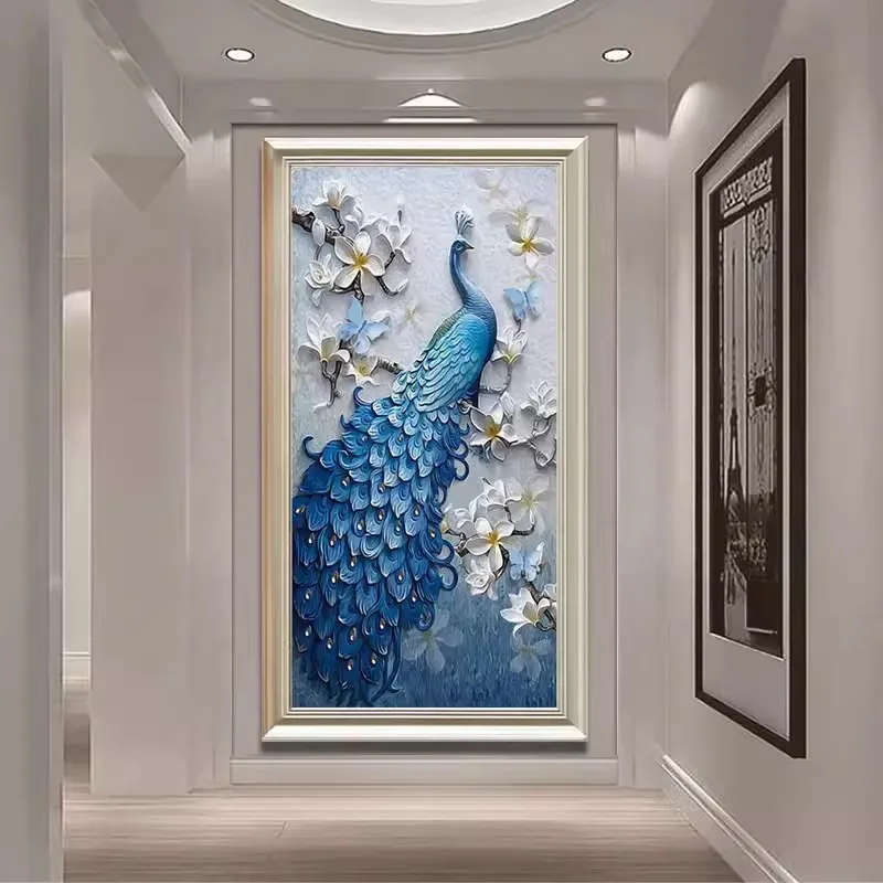 Peacock Flower 9CT 11ct Printed Needlework,DIY Living Room Printed Cross Stitch,Sets For Embroidery Kit Full Cotton/Silk Threads
