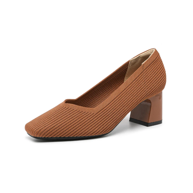 Princess High Heels Women's Thick Heels 2026 New Square Toe V-mouth Straight Texture Solid Color Versatile French Girls' Shoes