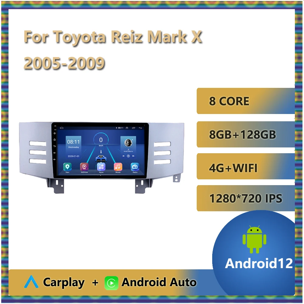

2 Din Android Car Radio For Toyota Reiz Mark X 2005 - 2009 Multimedia Player Head Unit Autoradio Carplay Google Stereo Bluetooth