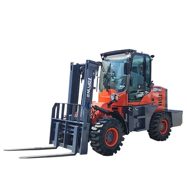 Long Fork Lifting Forklift 3 Ton Diesel Motor Power Off Road All Rough Terrain Forklifts For Muddy Roads