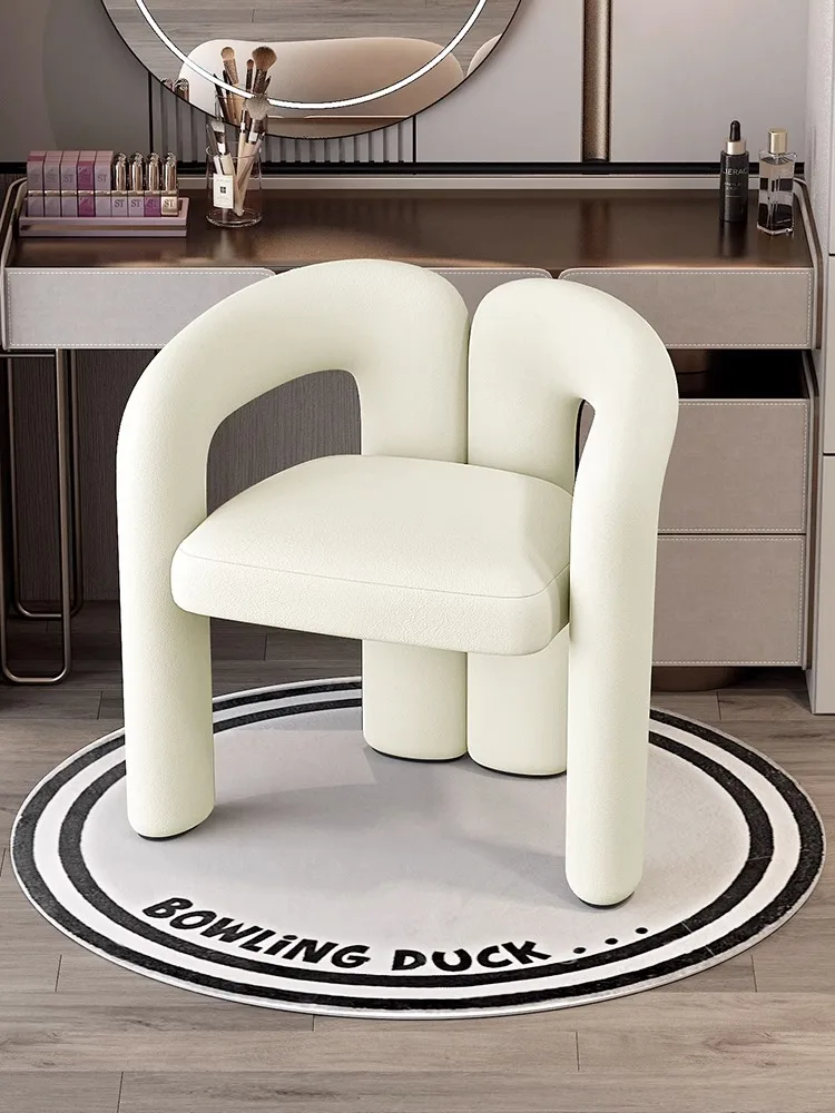 

Customized Cream Style Dressing Bench Bedroom Home Nordic Nail Chair Designer Creative Backrest Light Luxury Makeup Chair Net