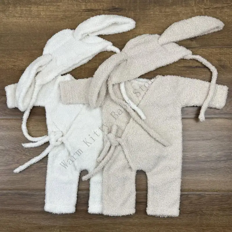 

Newborn Photography Props Clothes Soft Plush Baby Romper with Hat For 0-1 Years Baby Boy Girl Photo