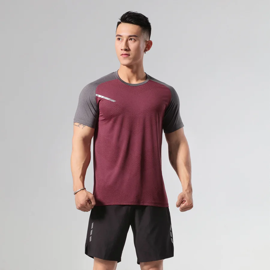 2026 Summer Mens Running T-Shirts Dry Fit Unisex Short Sleeve Tee Lightweight Breathable Fabric Jogging Soccer Casual Athleisure