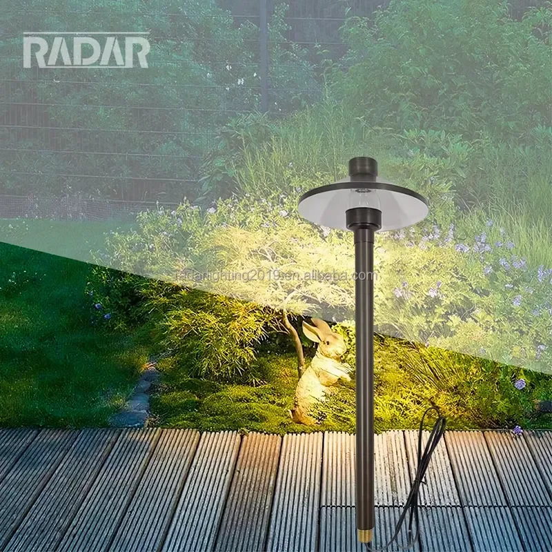US Warehouse Stocked IP65 Rated LED Low Lawn Lights Brass Bollard Garden Light Brass Thread Stake AC/DC 12V Lifetime Warranty