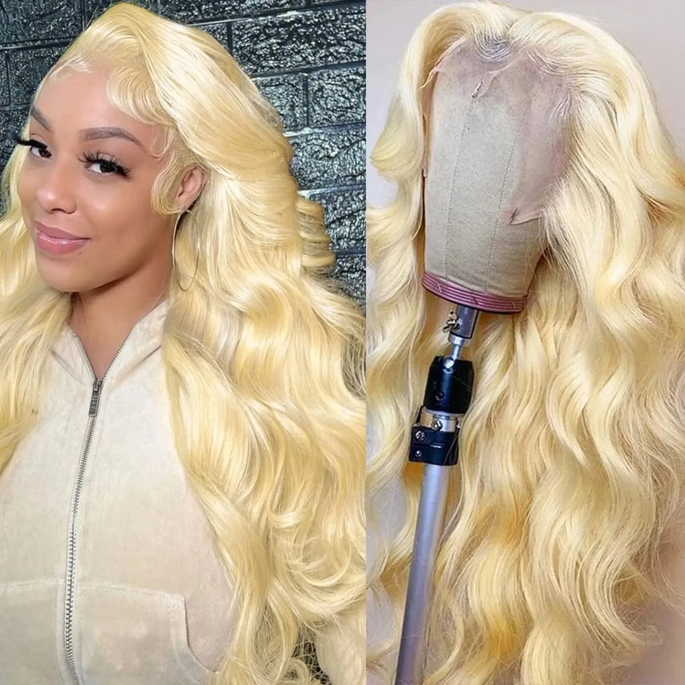 Brasileira Transparente Corpo Onda Peruca, HD Lace Frontal, Cabelo Humano Completo, Mel Loira, Peruca Barata na Venda, 40 ", 613, 13x6