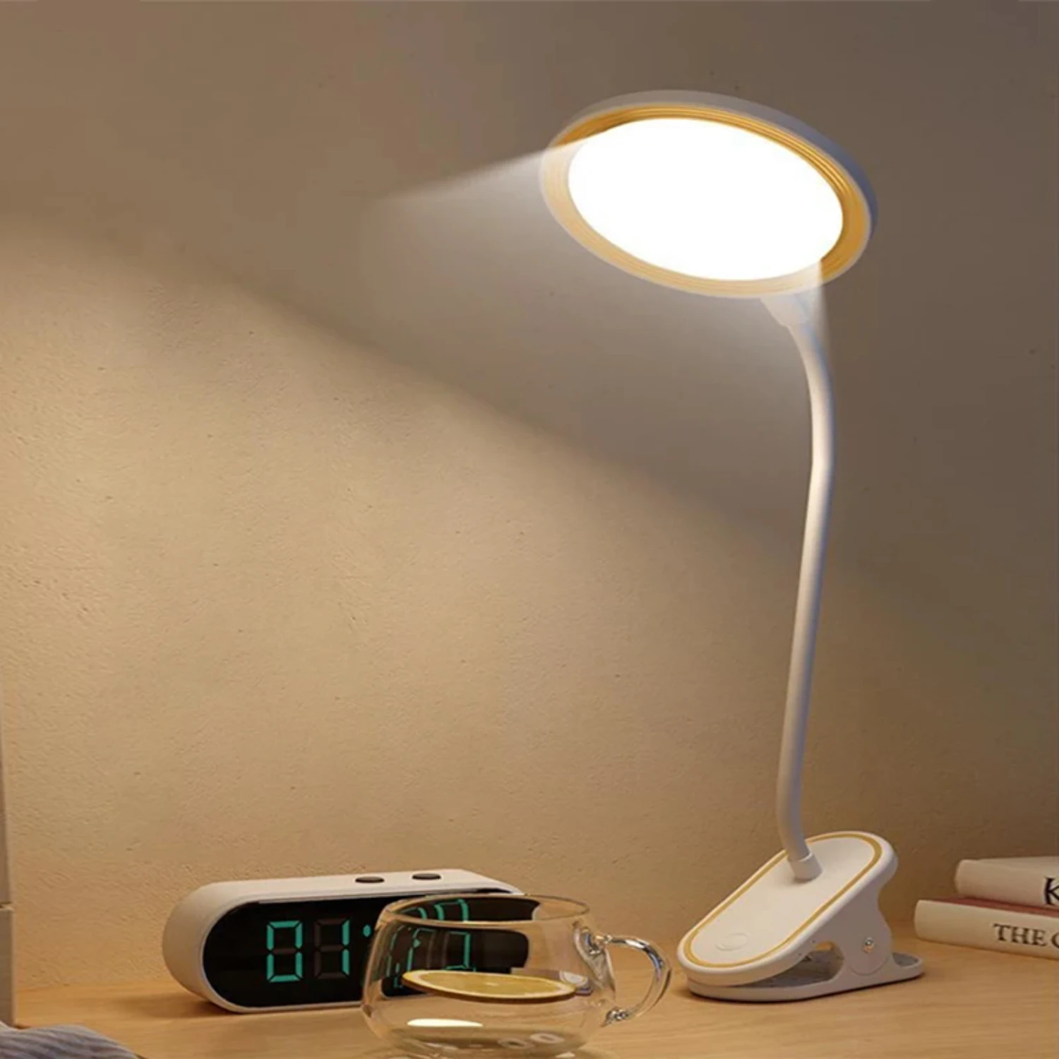 Table Lamp USB Rechargeable Desk Lamp With Clip Bed Reading Book Night Light LED  3 Modes Dimming Eye Protection Light