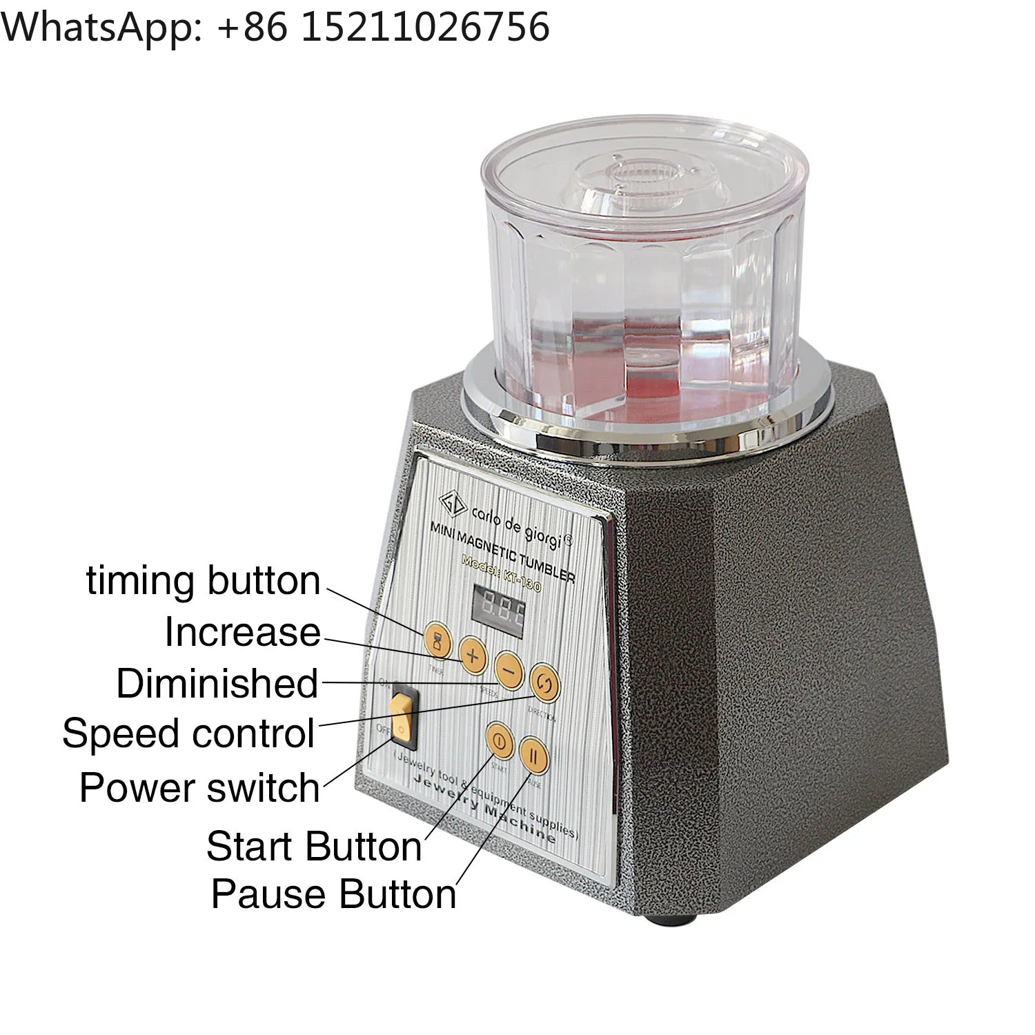 Boasta Factory KT-130 آلة تلميع مغناطيسية 250 واط 2000 دورة في الدقيقة بهلوان 600 جرام أدوات تنظيف المجوهرات إزالة الأزيز التشطيب الملمع #3