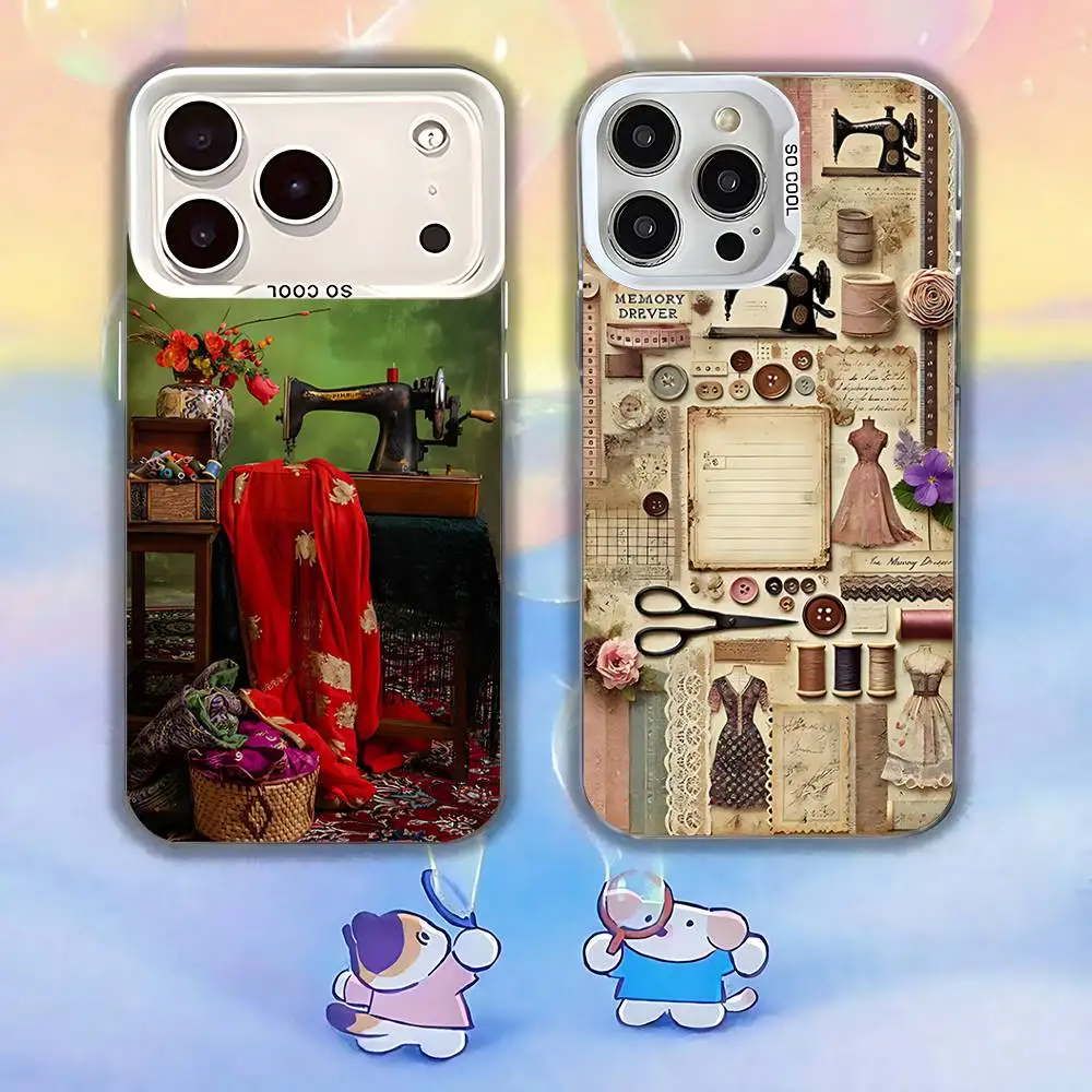 

Sewing Machine art Phone Case For iPhone 17,16,13,12,11,15,14,Pro,Max,Plus,SE4,Air,Mini White IMD Matte