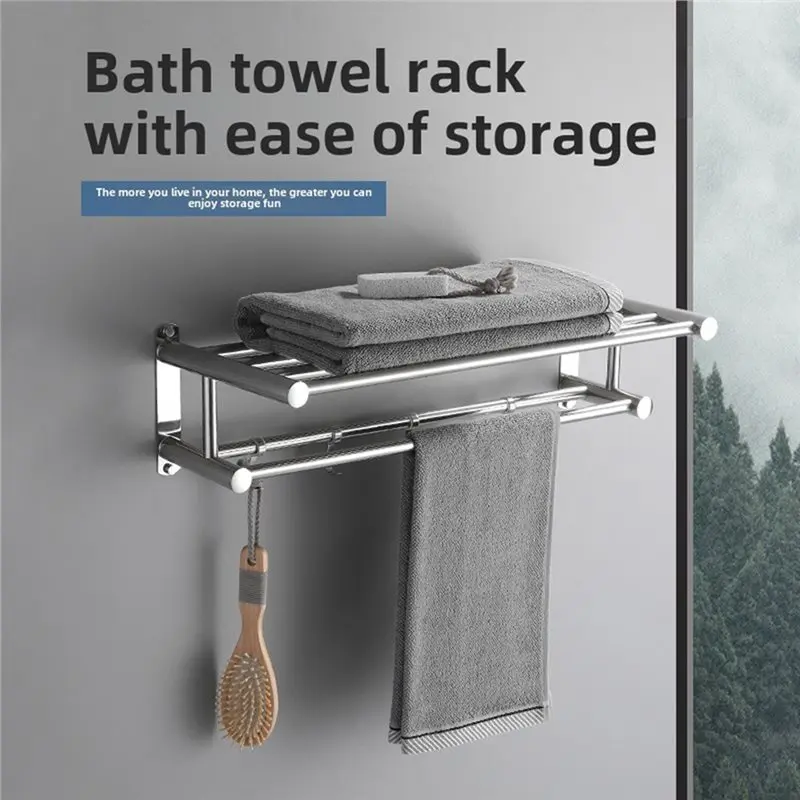 YANA50I Towel Holder Towel Ra Wall Mounted Stainl Stainless Steel 304 No Drilling Required Toilet Storage Organizer Batoom