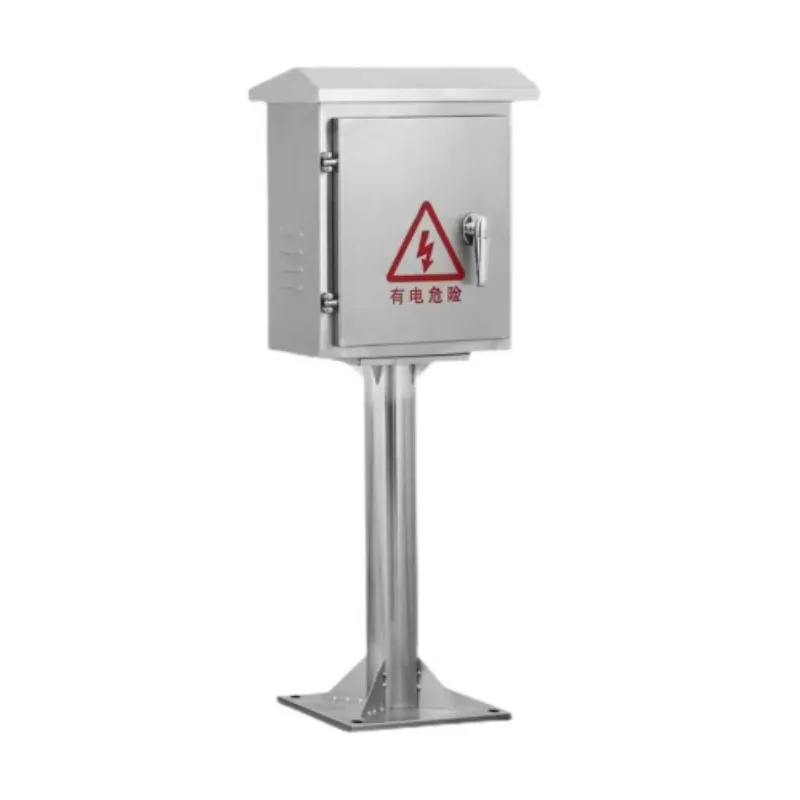 Outdoor 304 Stainless Steel Floor Mount Electrical Box, Rainproof Instrument Enclosure with Support Legs for Charging Equipment
