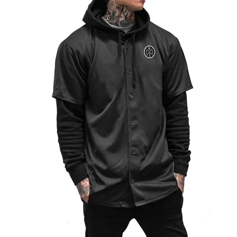 Summer Half Sleeve Cardigan T-shirt Gym Bodybuilding Sport Fitness Shirt Mens Casual Workout Muscle Clothing Mesh Quick Dry Tops