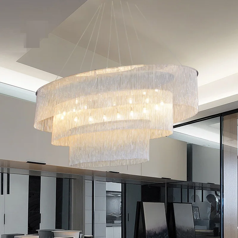 

Modern Chain Chandelier Hotel Light Light Luxury Creative Villa Living Room Black Chandelier Nordic Oval Chandelier