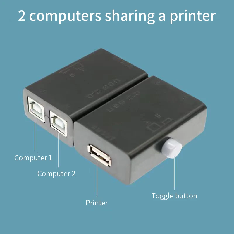 USB Printer Sharing Device 2 in 1 Out Printer Sharing Switch 2-Port Manual KVM Switching Splitter Hub Converter Drop Shipping