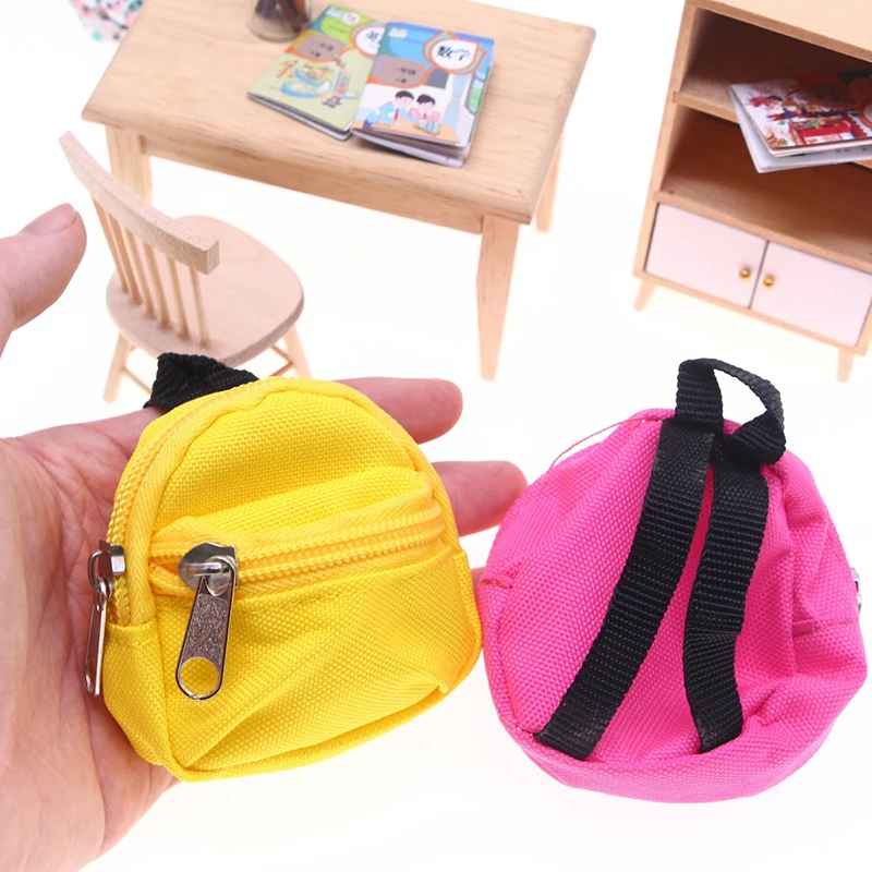 1:6 Dollhouse Miniature Canvas School Bag Floral Backpack Doll Accessories Model Decor Toy Doll House Accessories