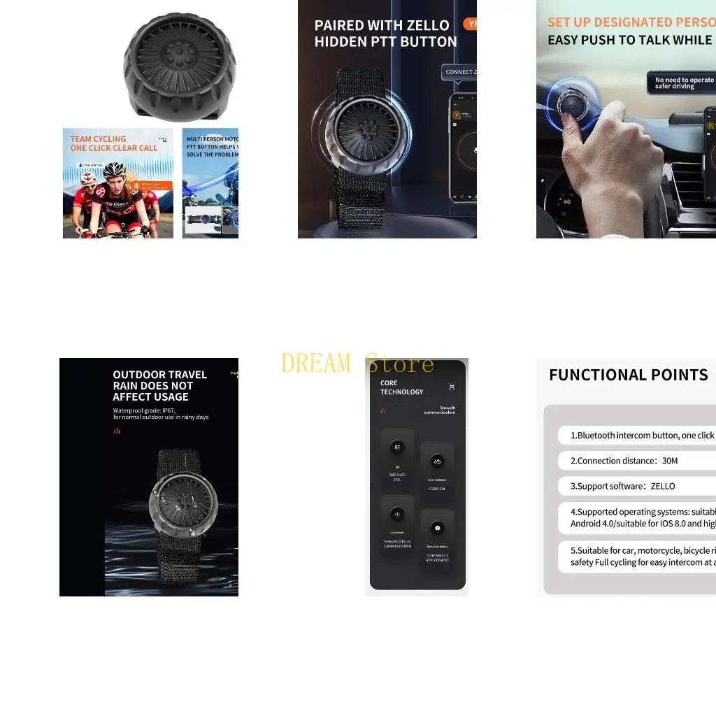 

Walkie-Talkie Wireless Bluetooth-compatible PTT Button For Zello Work Cellphone best sale