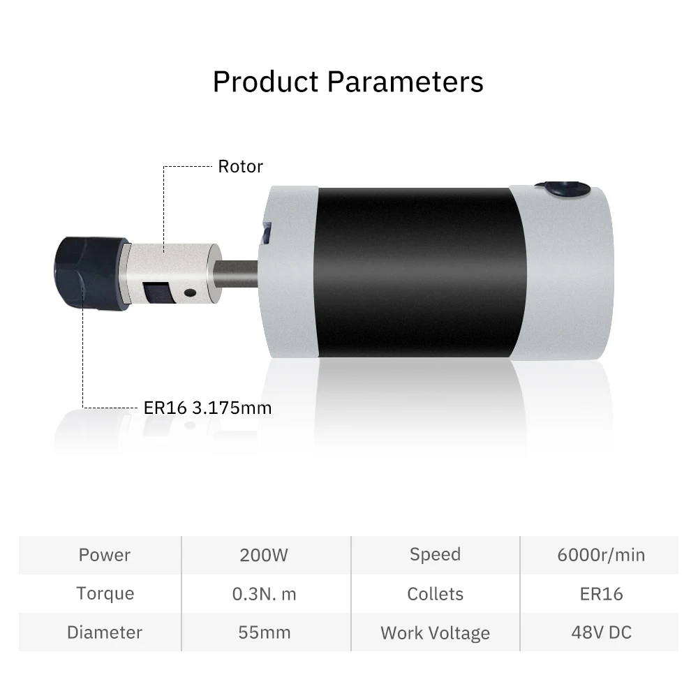 Imagem -02 - Bldc Brushless Spindle Drive Power Kit Motor com Sensor Hall Máquina Router Cnc Madeira Plástico Pvc 48v 36v Er16 Er11 6000rpm