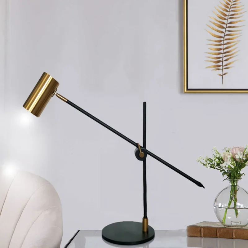 

Simple desk lamp long rod rocker arm LED creative desk Nordic decorative lighting hotel living room bedroom bedside lamp
