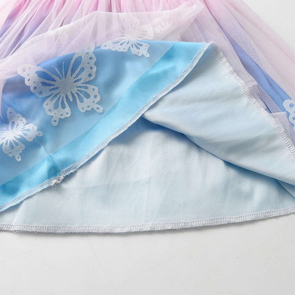 DXTON التدرج تول الأميرة بنات فساتين الفراشات المطبوعة حديقة منزل ملابس الحفلات الأطفال الخريف الزي فستان أطفال #5