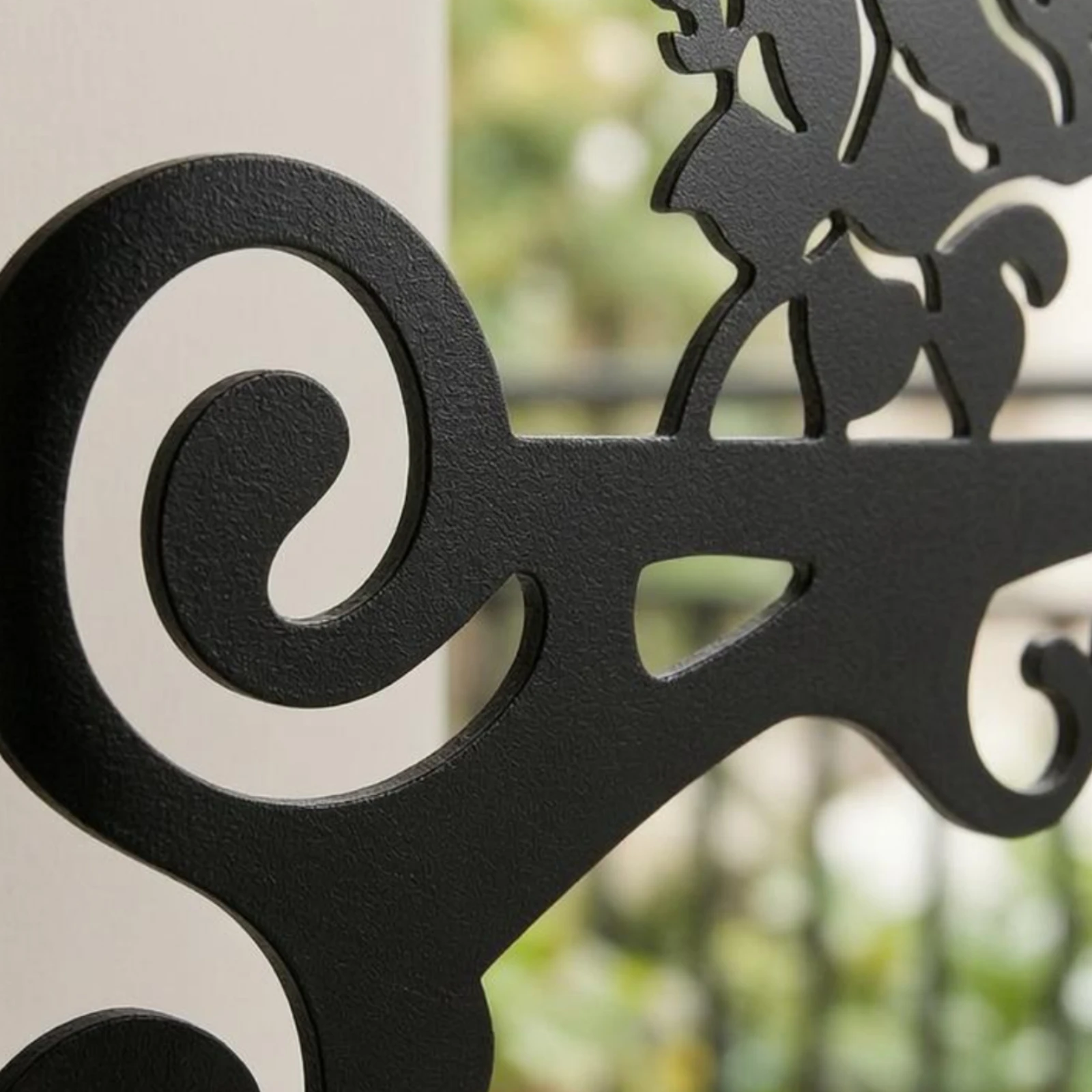 Hummingbird Flower Bracket Ornate Wroughtmetal Wall Bracket Bird Feeder Hanger Black Finish Garden Decor Vintage Style