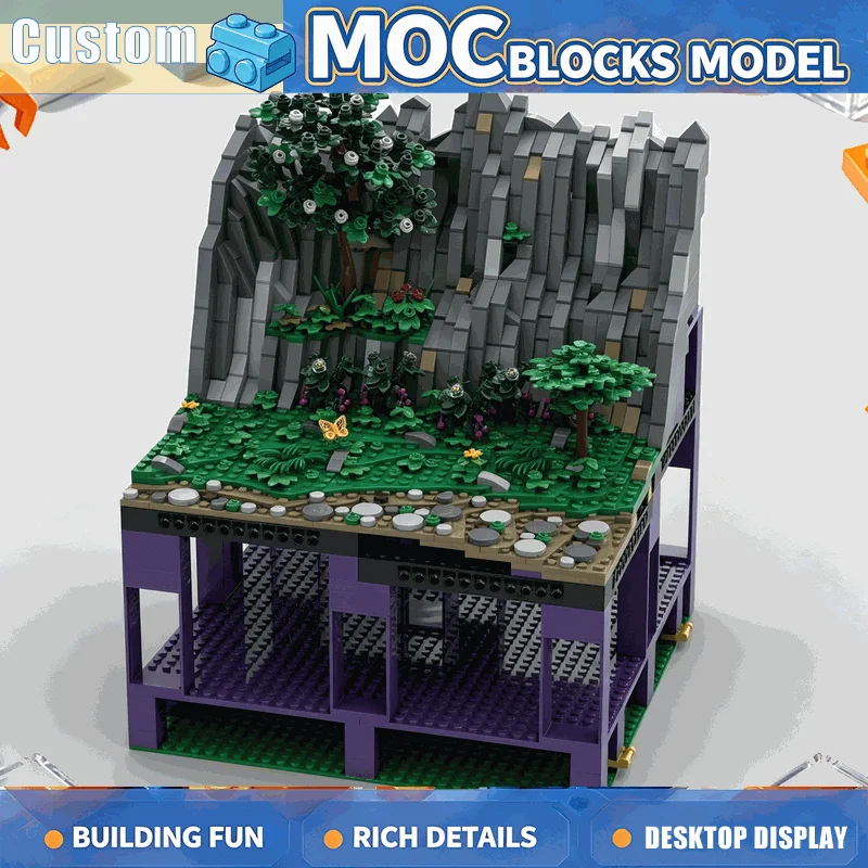 1327PCS Medieval Castle Mountain Landscape Building Blocks Modular Cliff Forest Diorama Architecture Model DIY Assembly Display