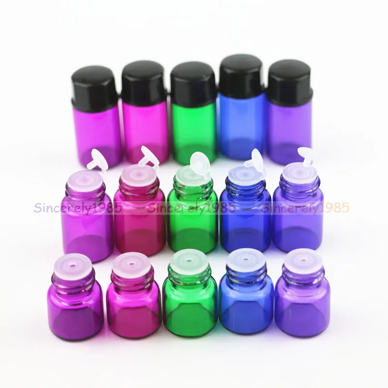 30x 50X 100X 1ml 2ml 3ml 5ml Amber MIX Color Glass Essential Oils Bottles Orifice Reducer cap lid Perfume Sample Mini Size Vials