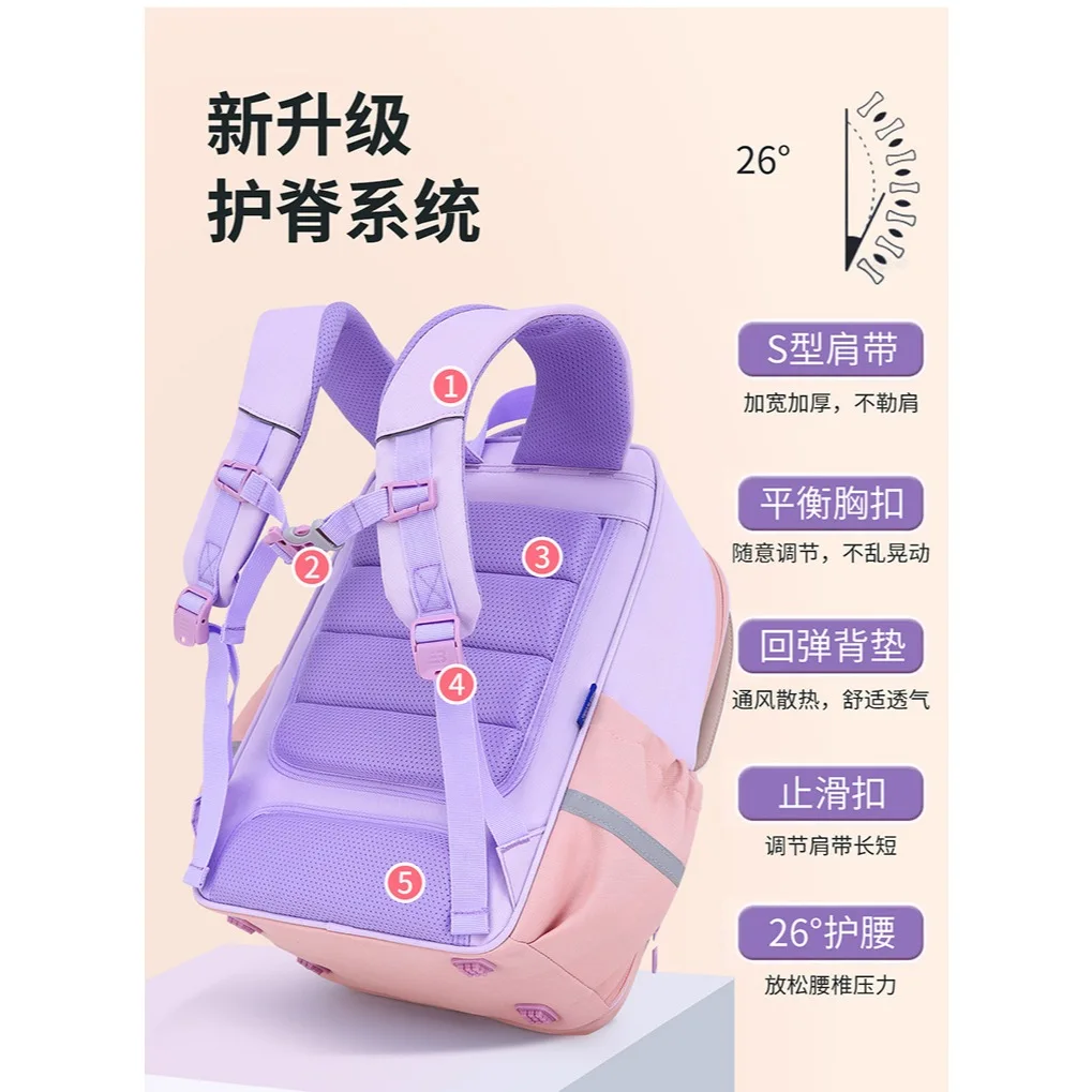 Primary school students' backpacks for grades 2 to 6, lightweight and spine-protecting backpacks for boys and girls, children's