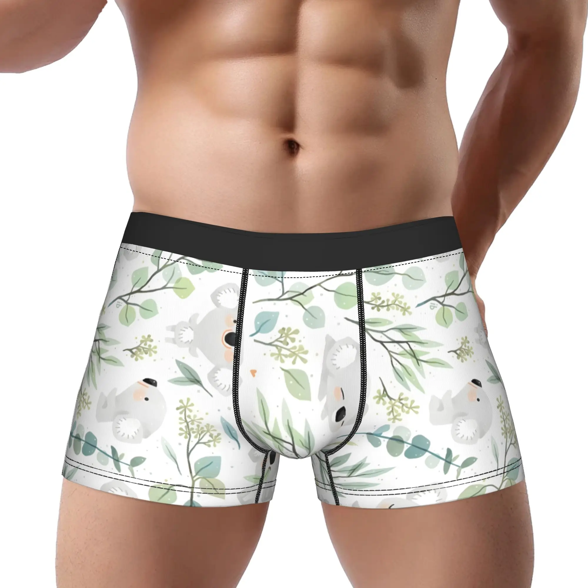 Koala And Eucalyptus Pattern Underpants Homme Panties Men's Underwear animal Ventilate Shorts Boxer Briefs