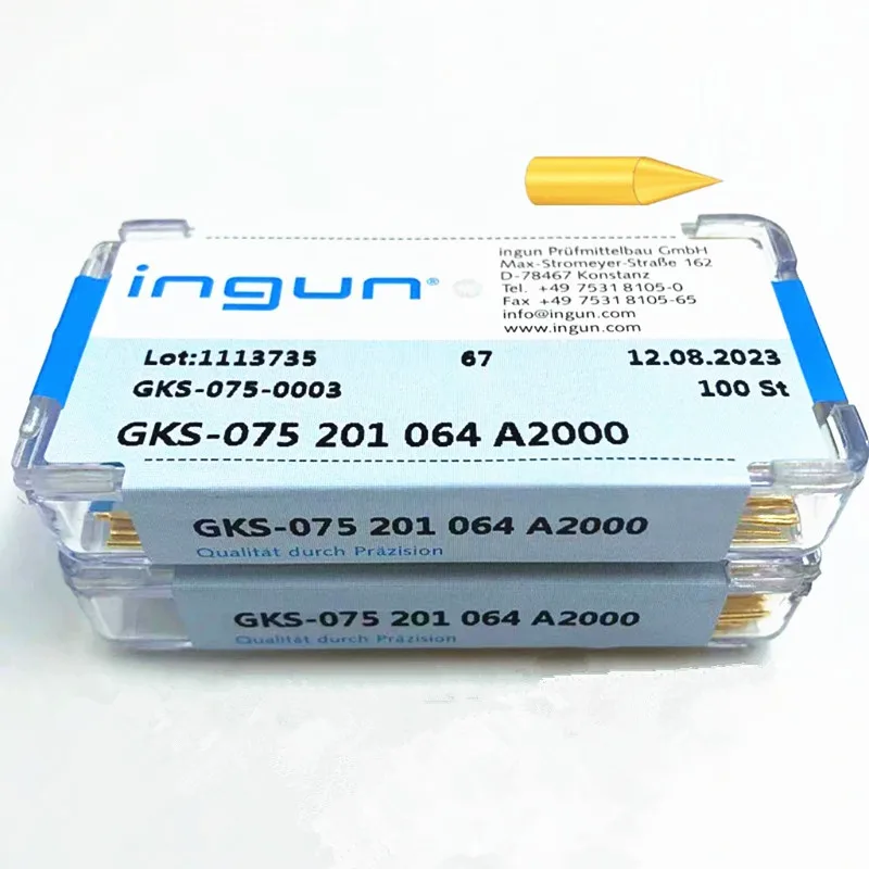 

100PCS/box INGUN Probe GKS075 201 064 A2000/A2800 Pointed 1.02mm Outer Diameter Total Length 33.35mm ICT Spring Test Probe