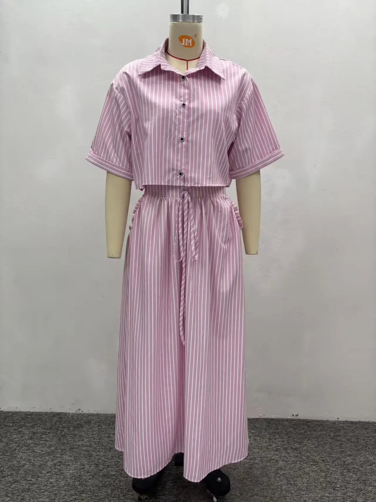 Frauen Set Straße Kurzarm Shirts + Lange Faltenröcke Anzüge 2026 Frühling Zwei 2-teilige Sets Casual Outfits Trainingsanzüge