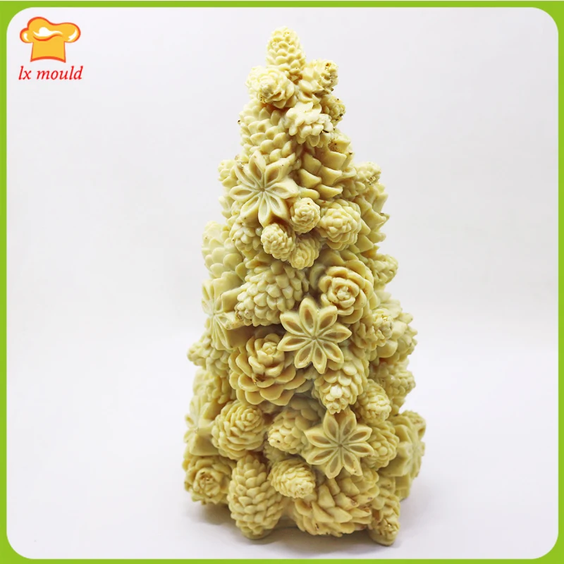 3D Pine Cone Christmas Tree Candle Silicone Mold Home Halloween Party Decoration Soap Gypsum Resin Tool