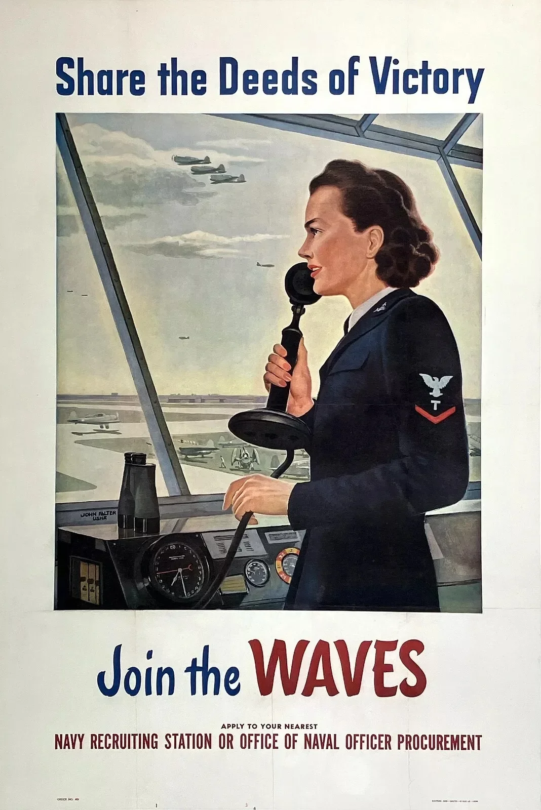 ملصق WWll الأصلي الكلاسيكي لضبط الموجات من تأليف جون فالتر 1943 يشارك الأفعال،