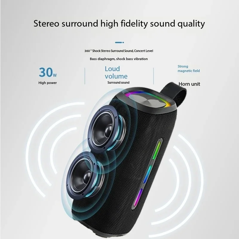 50W Bass Stereo HD Sound Box Party Box Subwoofer Portable Caixa De Som Bluetooth Speaker for Camping Sound Column IPX 6 TWS/AUX