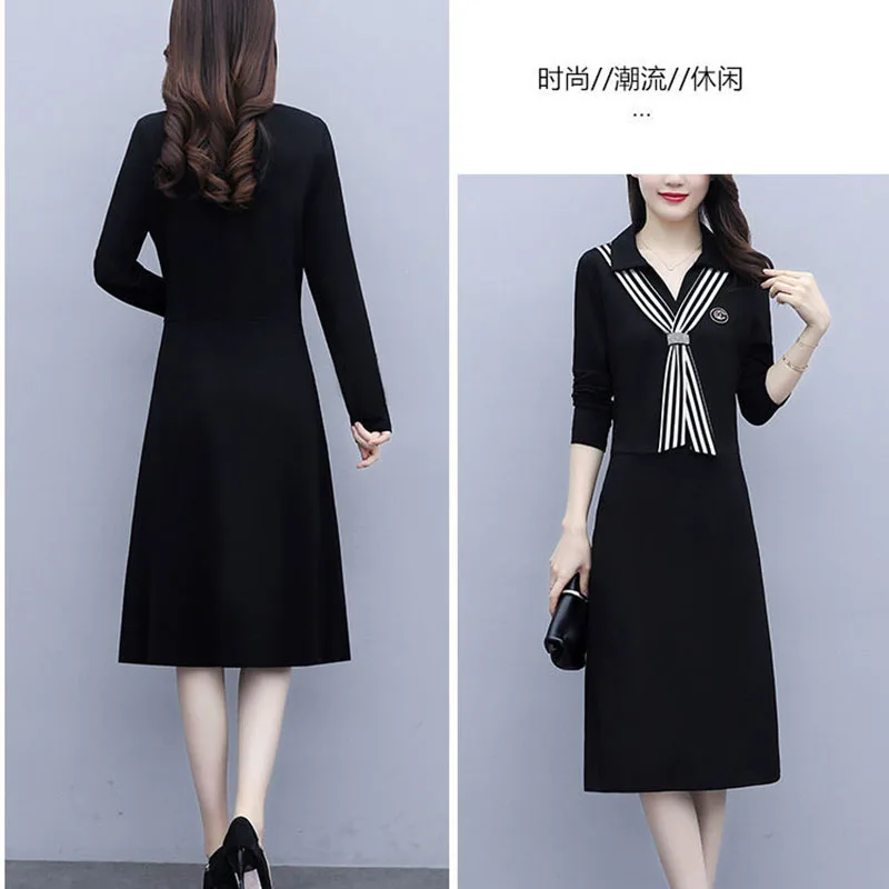 Fat MM Temperament Age-Reducing Skirt 2022 Spring New Women's Korean Version Western Style Fashion Slim Black Dress Lady