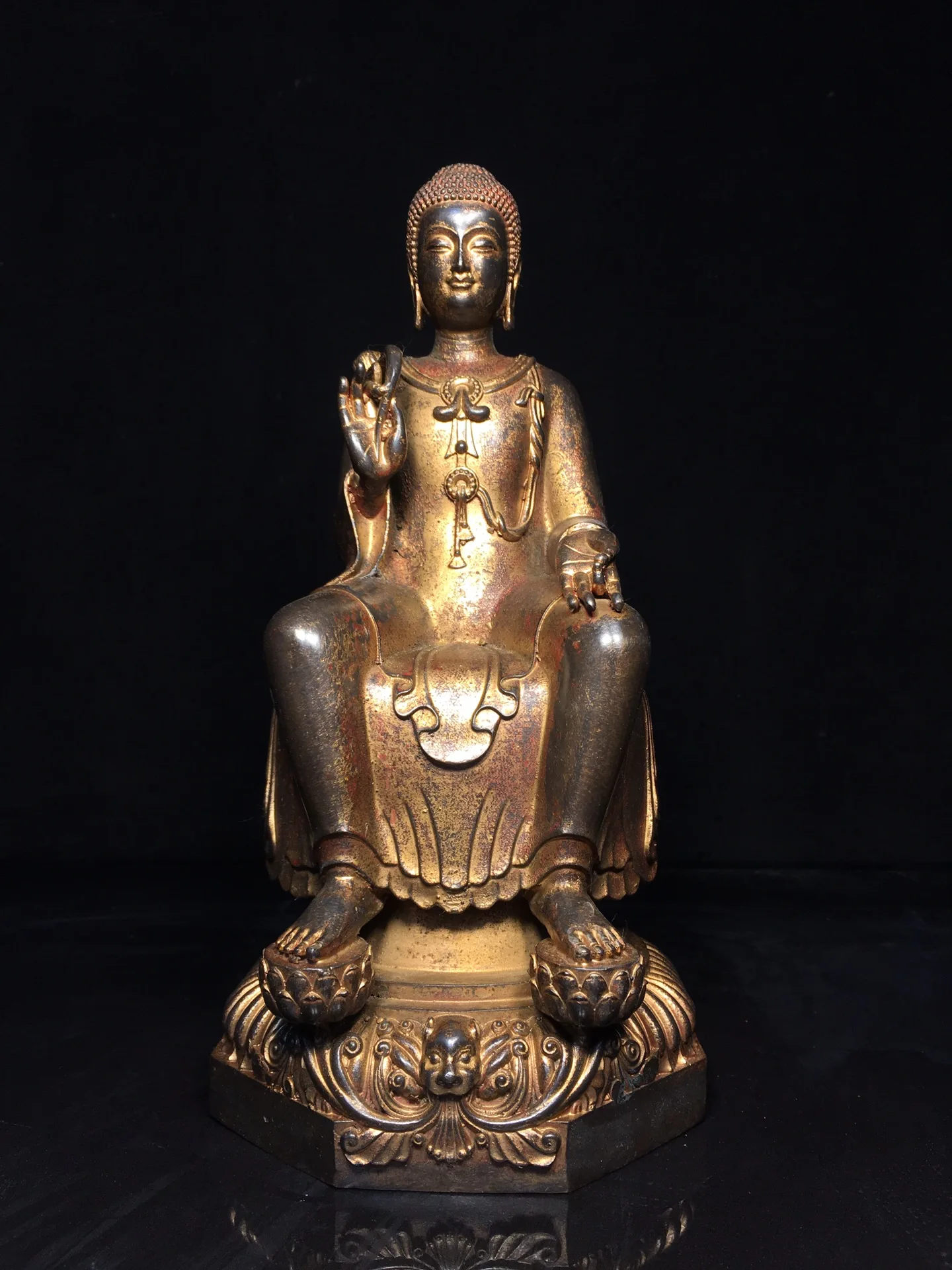Temple Collection Old Bronze Cinnabar Northern Wei Buddha Shakyamuni Sitting Buddha Amitabha Buddha Worship Hall Town house