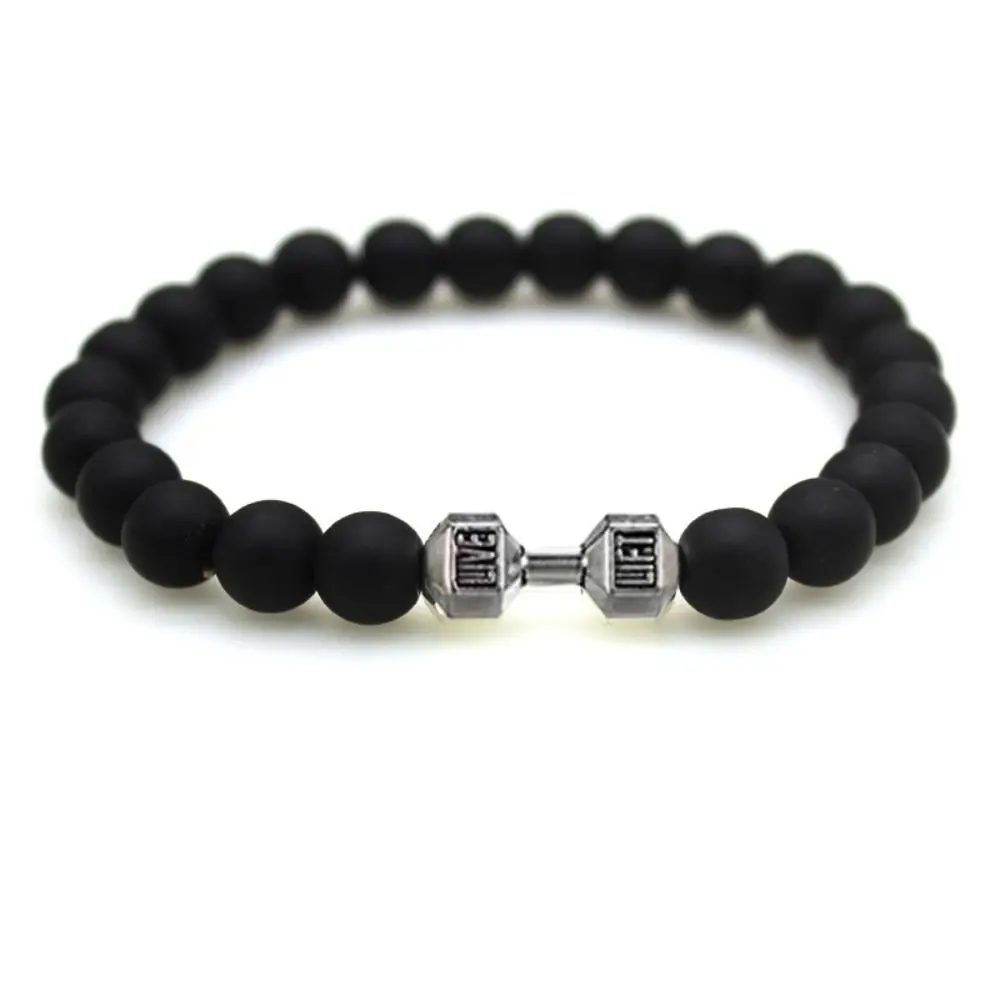 2 pcs High Quality Men Beaded Bracelet Fashion Fitness Workout Charm Bracelets Jewelry Accessories Natural Black Lava Stone